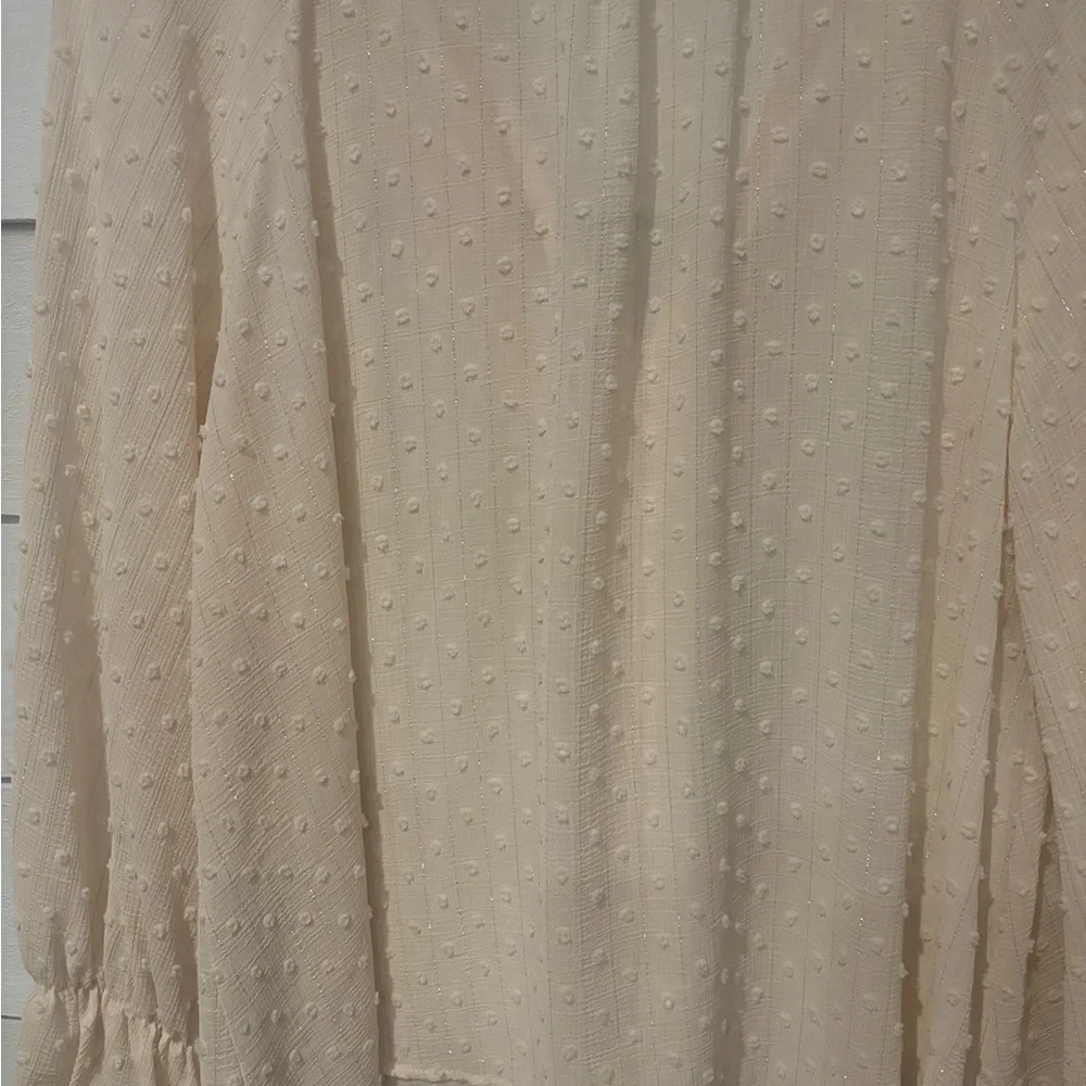 Zara Tan Ruffled 3/4 Sleeve Blouse ins size medium - Picture 8 of 13